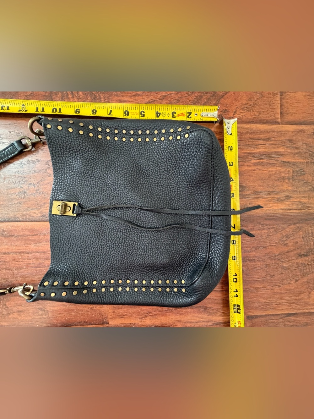 Rebecca Minkoff Black Leather Crossbody Bag Studded Boho Shoulder Purse